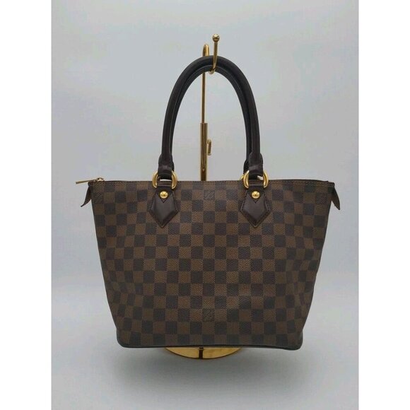 Louis Vuitton Sallaya Damier PM Tote Bag Authenticated Brown Checker Gold VI1016 - Picture 2 of 16